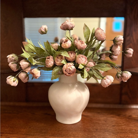 Viral Tan Peony Stems by Ashland Arrangement in off white Exaggerated Rim Vase - Picture 2 of 8